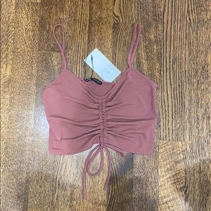 Center cinched crop tank top